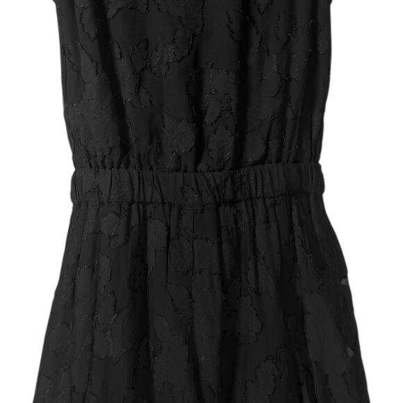Cleobella Women's Dress Black Floral Tiered Short Sleeve Belted Fit Flare Mini S - Picture 3 of 8